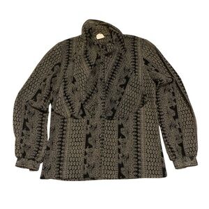 Vintage 70s Style Rite Blouse Co. Toronto - Black Paisley Blouse Size Medium